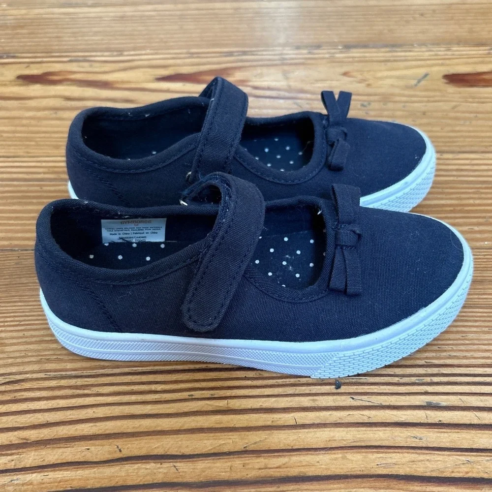Gymboree Mary Jane Sneakers Kids Navy‎ Blue Canvas Bow Strap SIZE 12